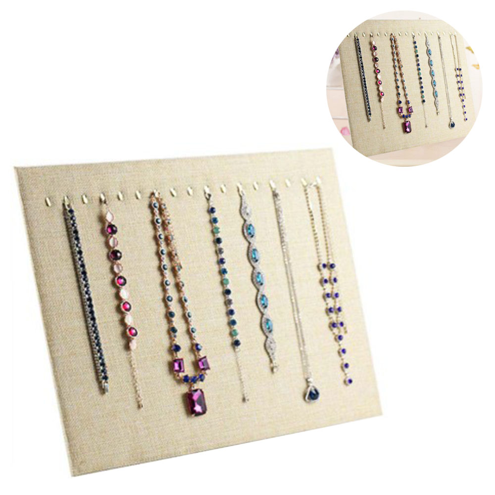 Crafts Jewelry Display for Selling, Velvet Boutique Necklace Stands, Boards  with Hooks for Pop Up Shop,Linen 